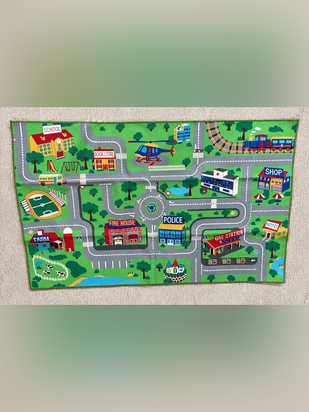 Kids City Road Map Play Rug – 100 x 160 cm